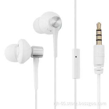 3.5mm White Wired Earphones for Cellphones with Microphone